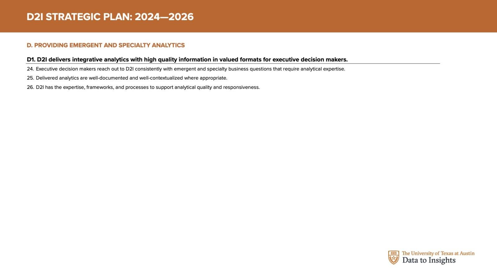 Emergent and Specialty Analytics